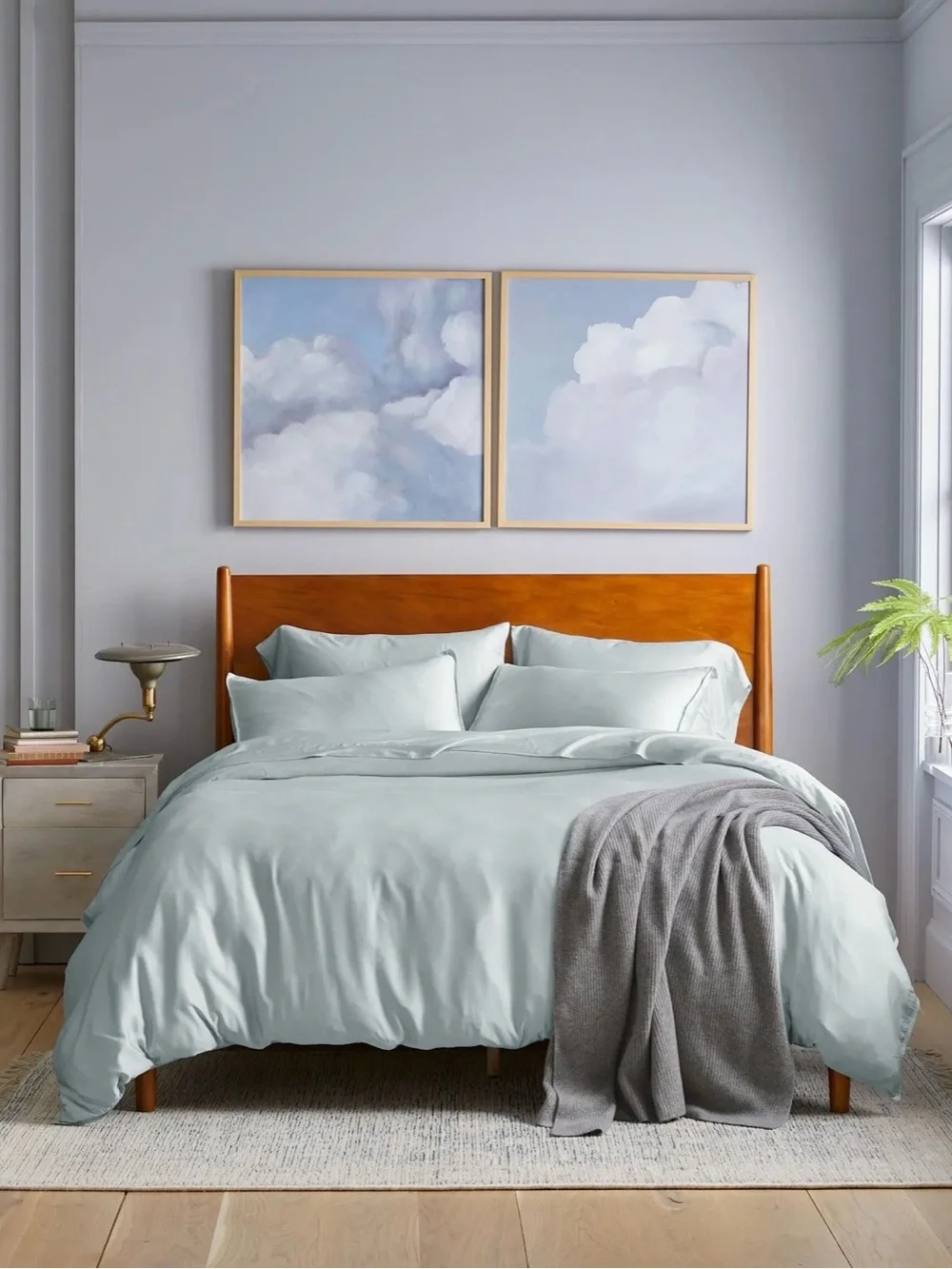 Quince Bamboo Duvet Cover Full/Queen Color: Mist